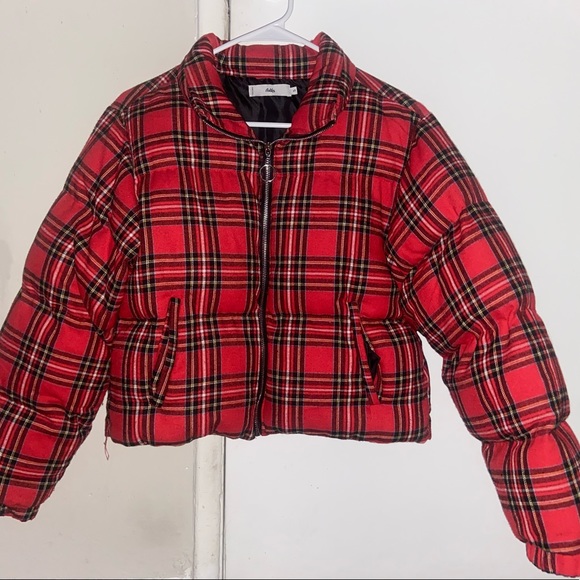 Adika Red Plaid Puff Jacket Small/Medium - Picture 1 of 2